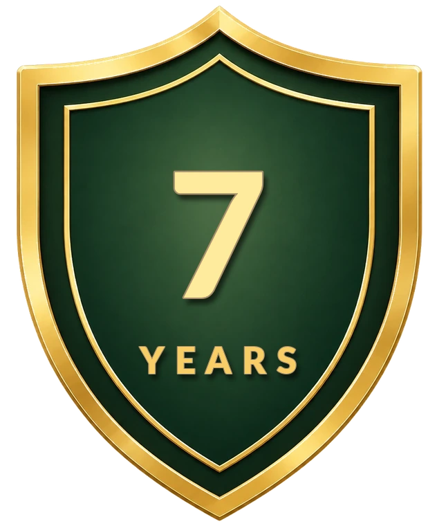 7 Years Warranty shield